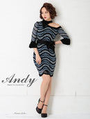 AN-OK2443/ANDY/ワンピース/ワンショルダー/タイト/キャバドレス/ミニ/タイト/ウエストリボン/袖あり