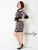 AN-OK2443/ANDY/ワンピース/ワンショルダー/タイト/キャバドレス/ミニ/タイト/ウエストリボン/袖あり