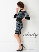 AN-OK2443/ANDY/ワンピース/ワンショルダー/タイト/キャバドレス/ミニ/タイト/ウエストリボン/袖あり