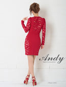 Andy/AN-OK2500/ワンピース/ミニドレス/ワンカラー/レース/タイトワンピース/袖あり/長袖