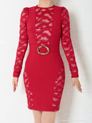 Andy/AN-OK2500/ワンピース/ミニドレス/ワンカラー/レース/タイトワンピース/袖あり/長袖