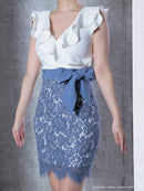 Andy/AN-OK2531/ワンピース/ミニドレス/レース/フリル/Vネック/切替ワンピース