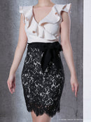 Andy/AN-OK2531/ワンピース/ミニドレス/レース/フリル/Vネック/切替ワンピース