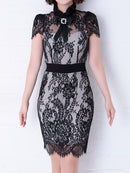 Andy/AN-OK2540/キャバドレス/総レース/ブローチ付き/タイトワンピース/袖あり