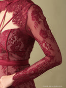 Andy/AN-OK2550/ワンピース/ミニドレス/ワンカラー/総レース/タイトワンピース/袖あり