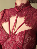 Andy/AN-OK2550/ワンピース/ミニドレス/ワンカラー/総レース/タイトワンピース/袖あり