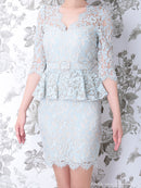 Andy/AN-OK2570/ナイトドレス/キャバドレス/ドレス/ワンピース/ミニドレス/総レース/ペプラム/袖あり