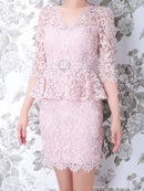 Andy/AN-OK2570/ナイトドレス/キャバドレス/ドレス/ワンピース/ミニドレス/総レース/ペプラム/袖あり