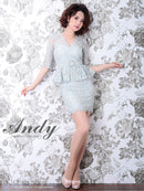 Andy/AN-OK2570/ナイトドレス/キャバドレス/ドレス/ワンピース/ミニドレス/総レース/ペプラム/袖あり