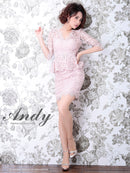 Andy/AN-OK2570/ナイトドレス/キャバドレス/ドレス/ワンピース/ミニドレス/総レース/ペプラム/袖あり