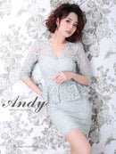 Andy/AN-OK2570/ナイトドレス/キャバドレス/ドレス/ワンピース/ミニドレス/総レース/ペプラム/袖あり
