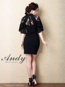 Andy/AN-OK2620/ワンピース/ドレス/ナイトドレス/ミニドレス/キャバドレス/レース/袖あり/星咲るい着用