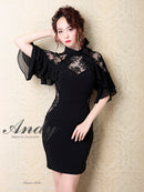 Andy/AN-OK2620/ワンピース/ドレス/ナイトドレス/ミニドレス/キャバドレス/レース/袖あり/星咲るい着用