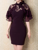 Andy/AN-OK2620/ワンピース/ドレス/ナイトドレス/ミニドレス/キャバドレス/レース/袖あり/星咲るい着用