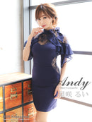 Andy/AN-OK2620/ワンピース/ドレス/ナイトドレス/ミニドレス/キャバドレス/レース/袖あり/星咲るい着用