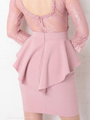 Andy/AN-OK2625/ワンピース/ミニドレス/ワンカラー/タイトワンピース/カラードレス/ペプラム