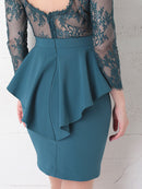 Andy/AN-OK2625/ワンピース/ミニドレス/ワンカラー/タイトワンピース/カラードレス/ペプラム