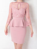 Andy/AN-OK2625/ワンピース/ミニドレス/ワンカラー/タイトワンピース/カラードレス/ペプラム