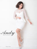 Andy/AN-OK2625/ワンピース/ミニドレス/ワンカラー/タイトワンピース/カラードレス/ペプラム