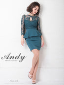 Andy/AN-OK2625/ワンピース/ミニドレス/ワンカラー/タイトワンピース/カラードレス/ペプラム