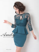 Andy/AN-OK2625/ワンピース/ミニドレス/ワンカラー/タイトワンピース/カラードレス/ペプラム