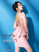 Andy/AN-OK2625/ワンピース/ミニドレス/ワンカラー/タイトワンピース/カラードレス/ペプラム