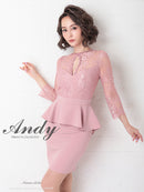 Andy/AN-OK2625/ワンピース/ミニドレス/ワンカラー/タイトワンピース/カラードレス/ペプラム