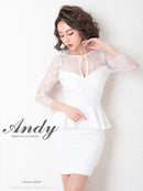 Andy/AN-OK2625/ワンピース/ミニドレス/ワンカラー/タイトワンピース/カラードレス/ペプラム