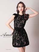 Andy/AN-OK2648/キャバドレス/総レース/Aライン/ウエストリボン