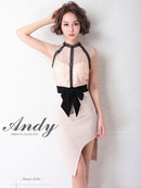 Andy/AN-OK2656/ワンピース/ミニドレス/ワンカラー/レース/タイトワンピース/ウエストリボン