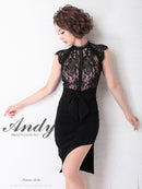 Andy/AN-OK2656/ワンピース/ミニドレス/ワンカラー/レース/タイトワンピース/ウエストリボン