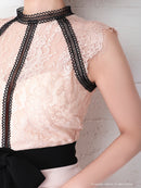 Andy/AN-OK2656/ワンピース/ミニドレス/ワンカラー/レース/タイトワンピース/ウエストリボン