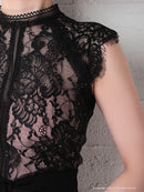 Andy/AN-OK2656/ワンピース/ミニドレス/ワンカラー/レース/タイトワンピース/ウエストリボン