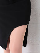 Andy/AN-OK2656/ワンピース/ミニドレス/ワンカラー/レース/タイトワンピース/ウエストリボン