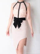 Andy/AN-OK2656/ワンピース/ミニドレス/ワンカラー/レース/タイトワンピース/ウエストリボン