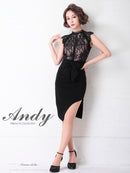 Andy/AN-OK2656/ワンピース/ミニドレス/ワンカラー/レース/タイトワンピース/ウエストリボン