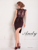 Andy/AN-OK2656/ワンピース/ミニドレス/ワンカラー/レース/タイトワンピース/ウエストリボン