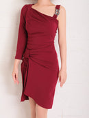 Andy/AN-OK2660/ワンピース/ミニドレス/ワンカラー/タイトワンピース/アシンメトリー