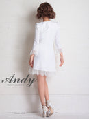 Andy/AN-OK2668/ワンピース/ミニドレス/ワンカラー/タイトワンピース/袖あり/スクエアネック/七分袖