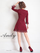 Andy/AN-OK2668/ワンピース/ミニドレス/ワンカラー/タイトワンピース/袖あり/スクエアネック/七分袖