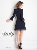 Andy/AN-OK2668/ワンピース/ミニドレス/ワンカラー/タイトワンピース/袖あり/スクエアネック/七分袖