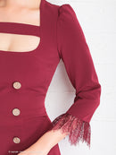 Andy/AN-OK2668/ワンピース/ミニドレス/ワンカラー/タイトワンピース/袖あり/スクエアネック/七分袖