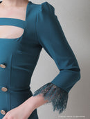 Andy/AN-OK2668/ワンピース/ミニドレス/ワンカラー/タイトワンピース/袖あり/スクエアネック/七分袖