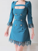 Andy/AN-OK2668/ワンピース/ミニドレス/ワンカラー/タイトワンピース/袖あり/スクエアネック/七分袖