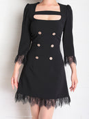 Andy/AN-OK2668/ワンピース/ミニドレス/ワンカラー/タイトワンピース/袖あり/スクエアネック/七分袖