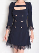 Andy/AN-OK2668/ワンピース/ミニドレス/ワンカラー/タイトワンピース/袖あり/スクエアネック/七分袖