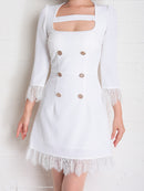 Andy/AN-OK2668/ワンピース/ミニドレス/ワンカラー/タイトワンピース/袖あり/スクエアネック/七分袖