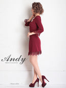 Andy/AN-OK2668/ワンピース/ミニドレス/ワンカラー/タイトワンピース/袖あり/スクエアネック/七分袖
