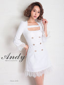 Andy/AN-OK2668/ワンピース/ミニドレス/ワンカラー/タイトワンピース/袖あり/スクエアネック/七分袖