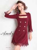 Andy/AN-OK2668/ワンピース/ミニドレス/ワンカラー/タイトワンピース/袖あり/スクエアネック/七分袖